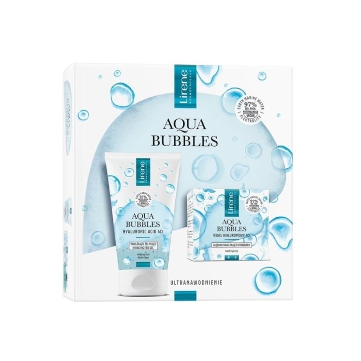 Lirene Aqua Bubbles Set: feuchtigkeitsspendende Gesichtscreme 50 ml + Gesichtsreinigungsgel 150 ml