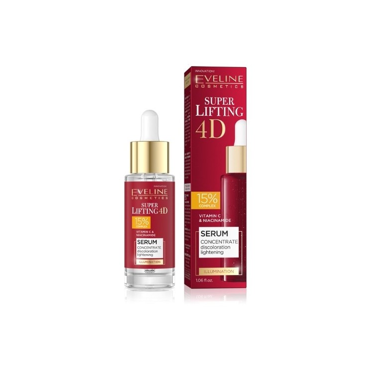 Eveline Super Lifting 4D Serum Gesichtskonzentrat zur Aufhellung von Verfärbungen 15 % Komplex 30 ml