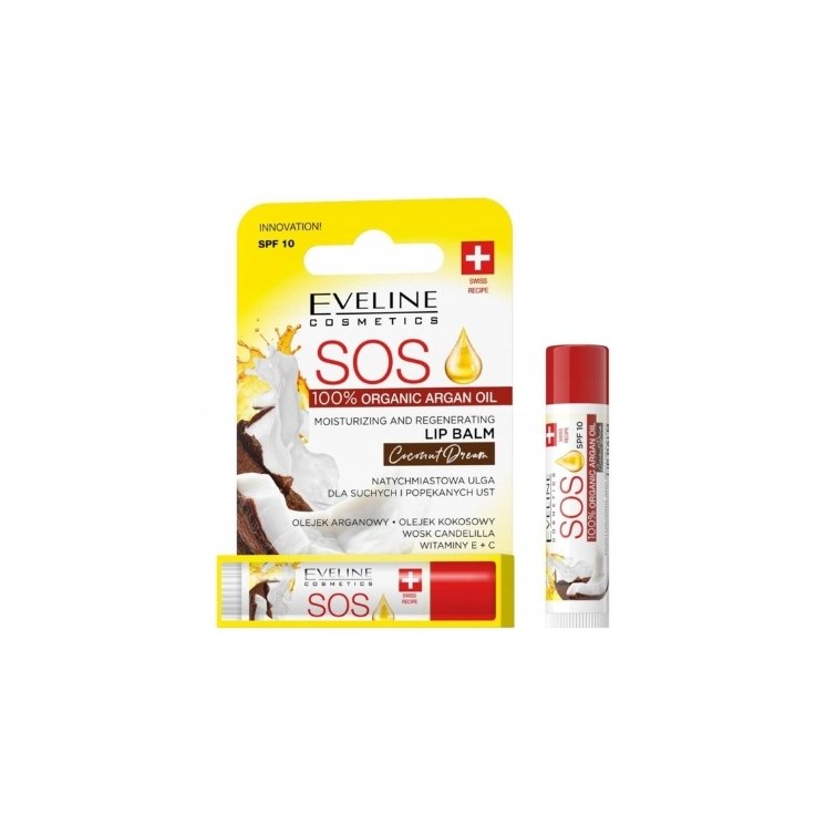 Eveline SOS Nourishing and Regenerating Lip Balm SPF10 Kokos