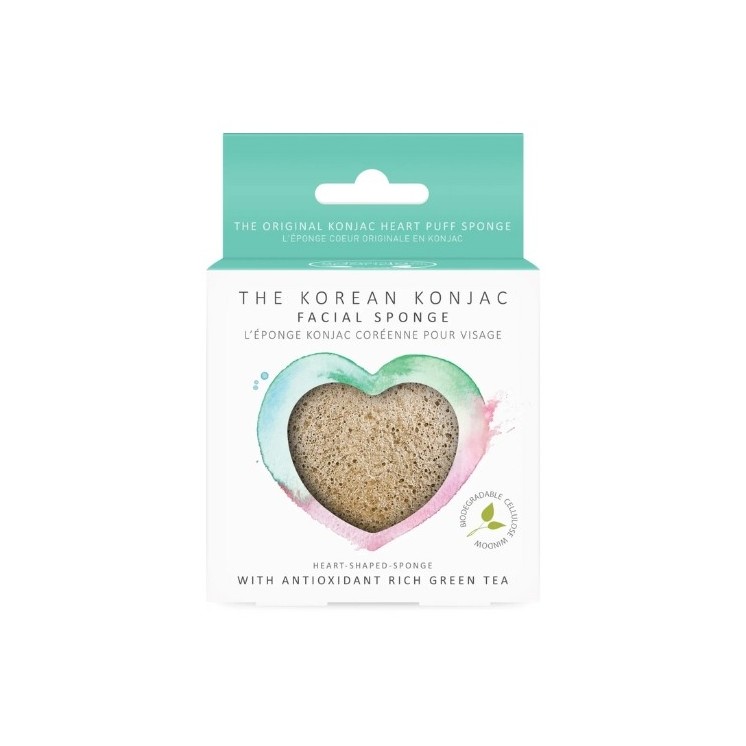 The Konjac Sponge Company Konjac Sponge Heart Green Tea 1 stuk