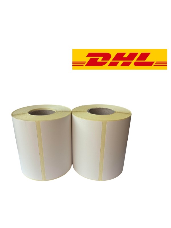 Etykieta wysyłkowa DHL biała, 102 mm x 210 mm, 210 etykiet na rolce,  rdzeń 25 mm, termiczne ECO, trwała 2-pak