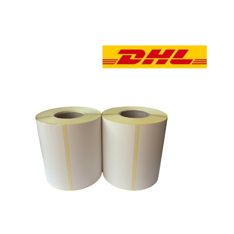 Etykieta wysyłkowa DHL biała, 102 mm x 210 mm, 210 etykiet na rolce,  rdzeń 25 mm, termiczne ECO, trwała 2-pak