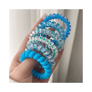 Set mit 6 Blue Mix Haarbändern