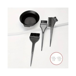 Haarfärbeset: Schüssel + 3 Bürsten + Handschuhe