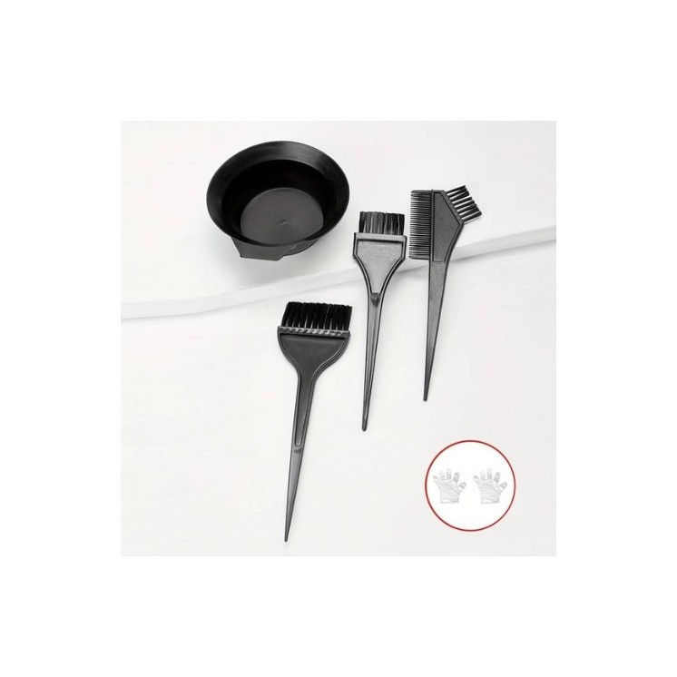 Haarfärbeset: Schüssel + 3 Bürsten + Handschuhe