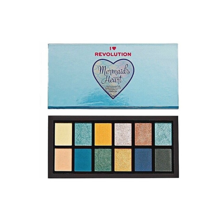 Makeup Revolution I Heart Revolution Palet van 12 oogschaduws Mermaids Heart 12 x 0,75 g