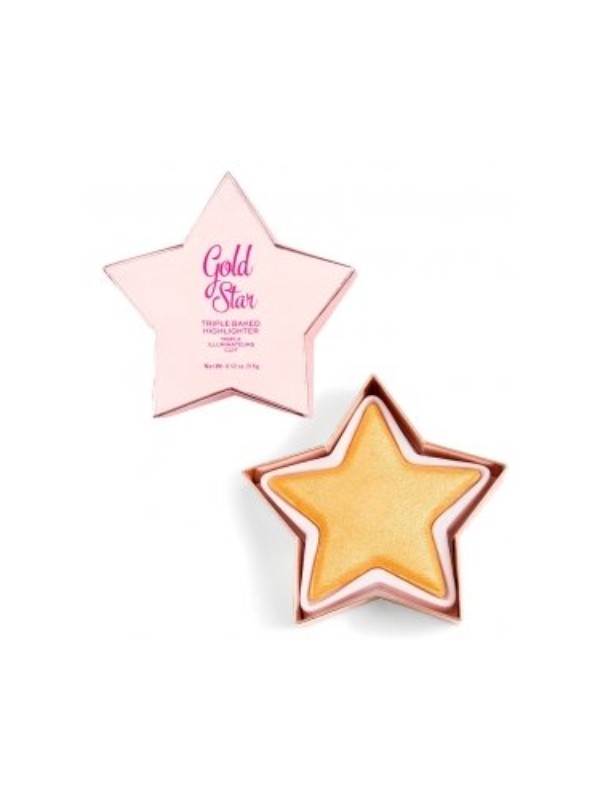 Makeup Revolution I Heart Revolution Star of Show Rozświetlacz do twarzy Gold Star 3,5 g