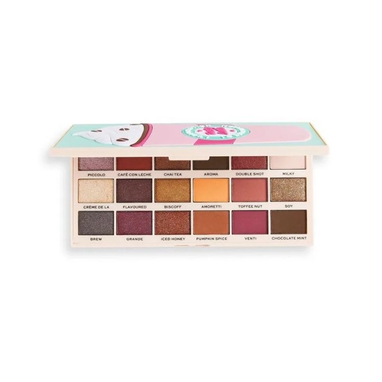 Makeup Revolution I Heart Revolution Lekker Palette van 18 oogschaduws Latte 22 g