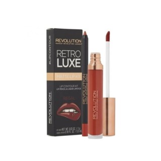 Makeup Revolution Retro Luxe Matte Kit Zestaw do makijażu ust Regal: Błyszczyk 5,5 ml + Kredka do ust 1 g