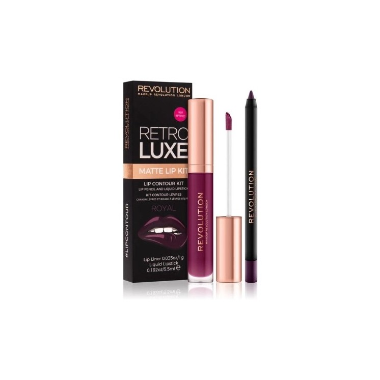 Makeup Revolution Retro Luxe Matte Kit Königliches Lippen-Make-up-Set: Lipgloss 5 ml + Lippenstift 1 g