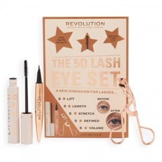 Makeup Revolution Zestaw prezentowy The 5D Lash Eye Set: Zalotka, Tusz do rzęs i Eyeliner