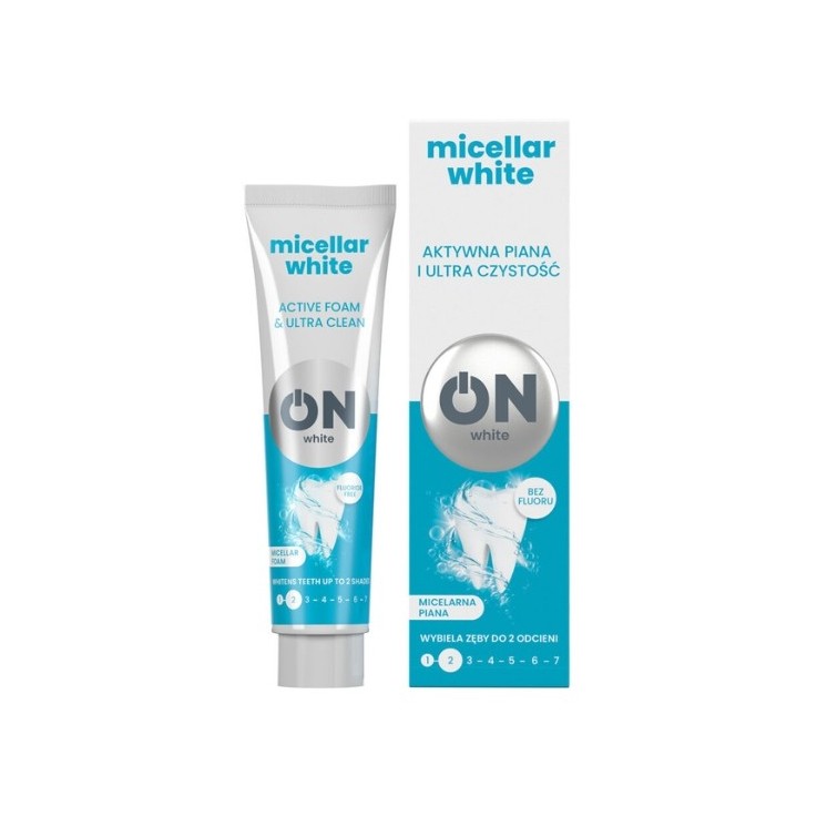 ON WHITE MICELLAR WHITE Зубна паста без фтору з міцелярною піною 75 мл