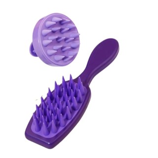 Set: Haarwasch- und Kopfhautmassagebürste + Purple Kopfhautmassagegerät