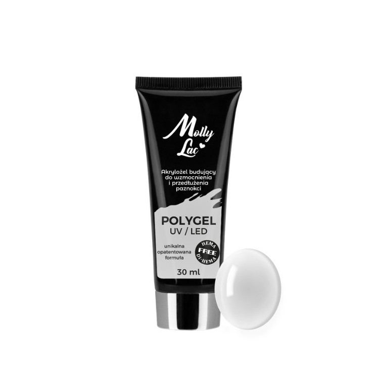 MollyLac Polygel acrylic gel builder HEMA/Di- HEMA Free No. /01/ Clear 30 ml