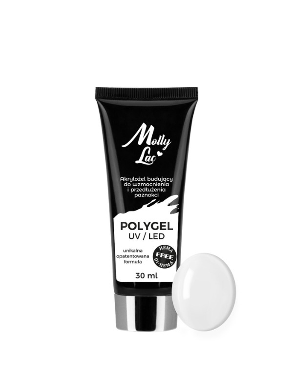 MollyLac Polygel akrylożel budujący HEMA/Di-HEMA Free Nr /02/  White 30 ml 