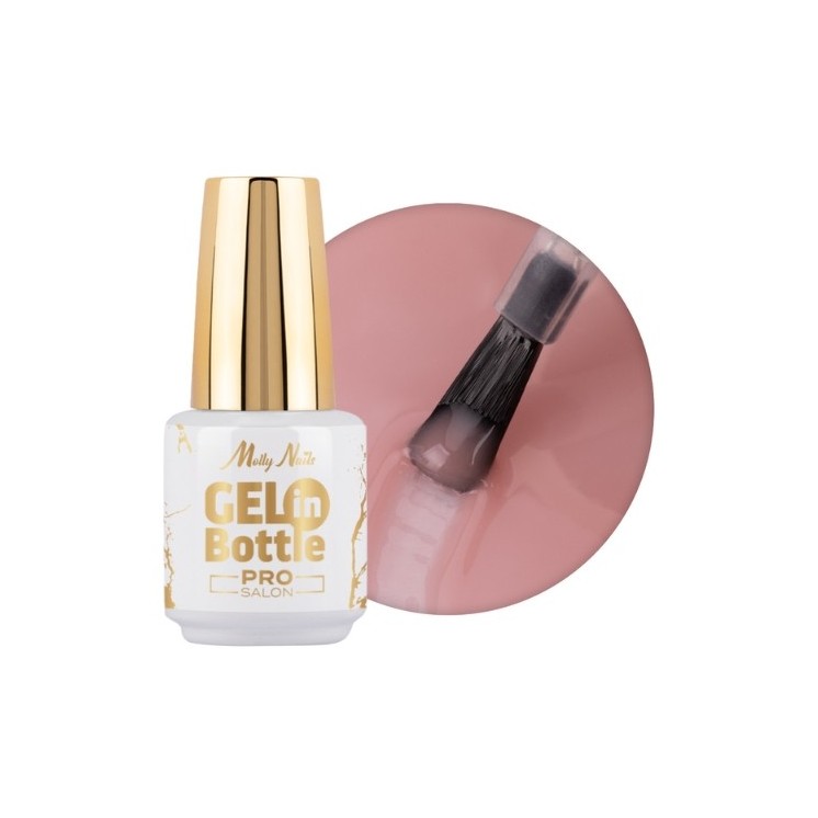 MollyLac Pro Salon Gel in der Flasche Nagelgel in der Flasche mit Multifunktionsbürste Naked 15 g