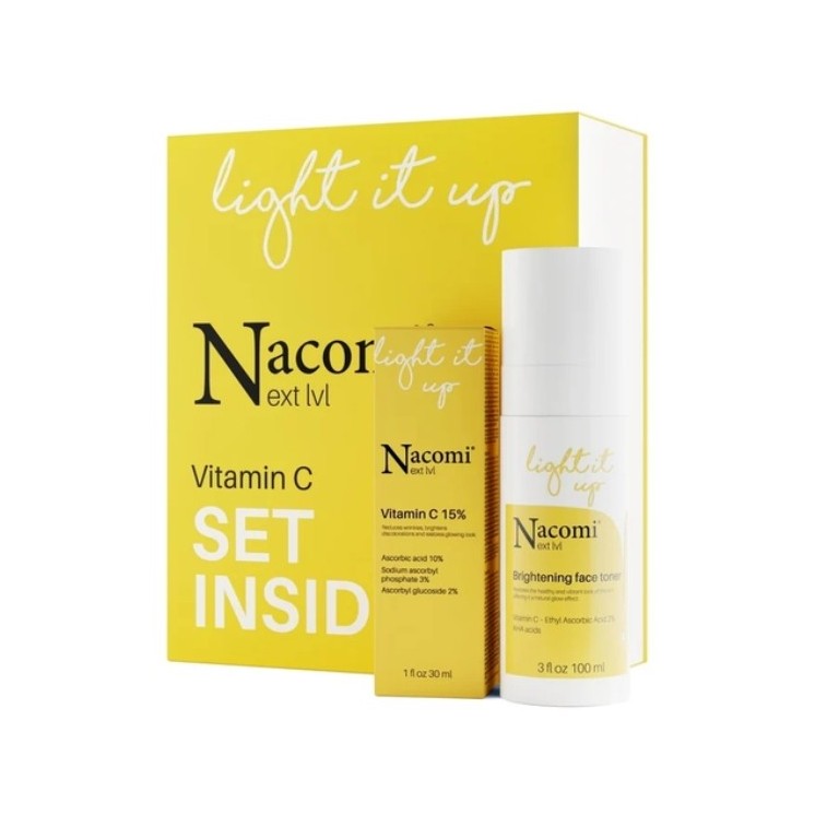 Coffret cadeau éclaircissant à Vitamin C Nacomi Next Level Lotion tonique éclaircissante lactée 100 ml + Sérum à la vitamine C 1