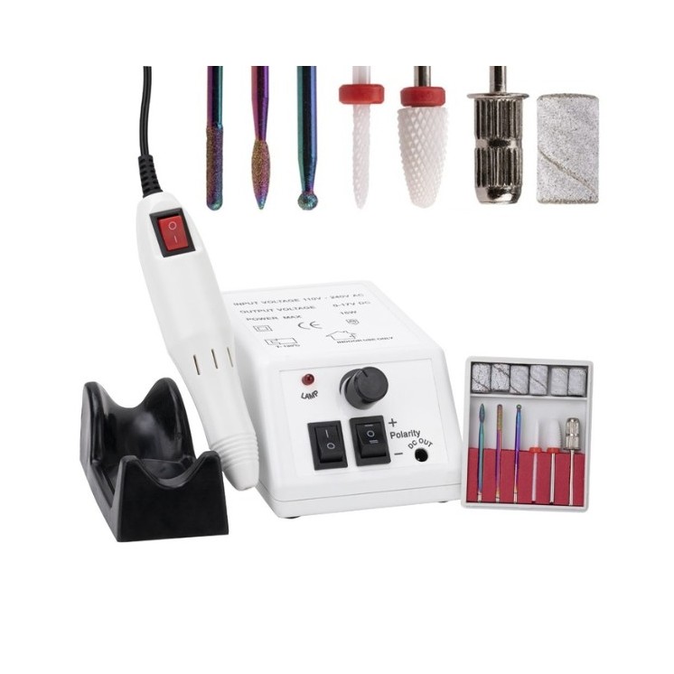 manicure Milling Machine 15W with a Set of Milling Cutters No Name DM298 White