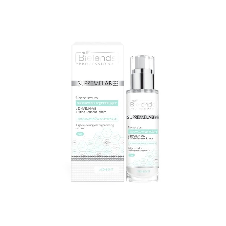 Bielenda Professional SUPREMELAB Night reparierendes und regenerierendes Serum mit DMAE, N-AG, Bifida Ferment Lysate 30 ml
