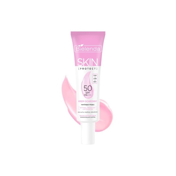 Bielenda SKIN PROTECT Захисний крем SPF 50 зволожуючий і заспокійливий PA++++, UVA + UVB + HEV 40 мл