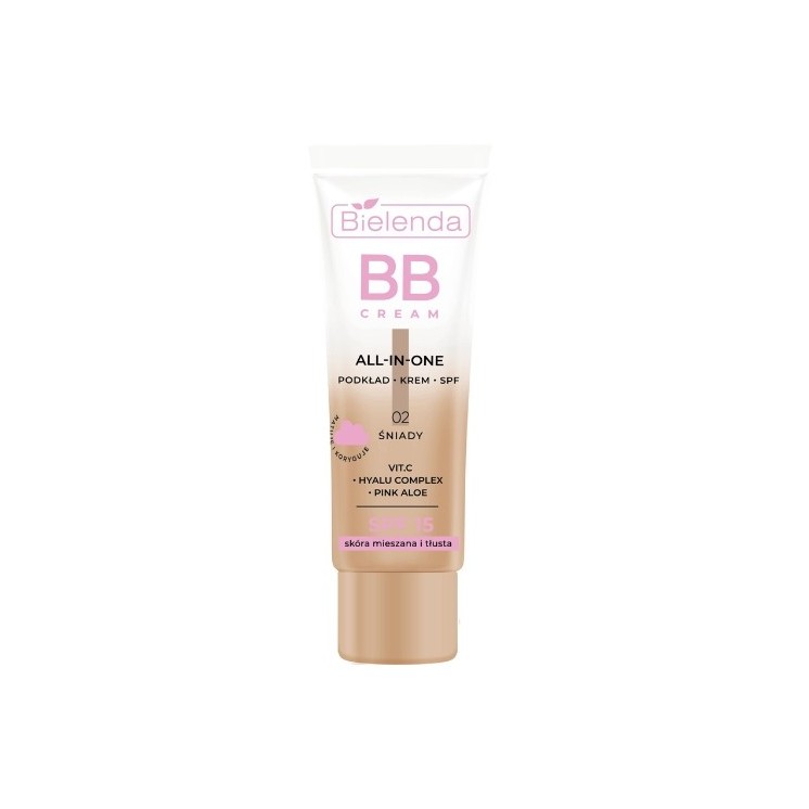 Bielenda ALL IN ONE BB CREAM для комбінованої та жирної шкіри відтінок 02 смаглявий 30 мл