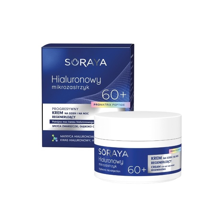 Soraya Hyaluronic Mikroinjektion Progressive regenerierende Creme 60+ für Tag und Nacht, Hyaluronsäure und Signalpeptid 50 ml