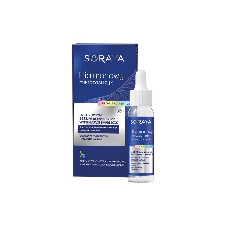 Soraya Hyaluronic micro injection Progressive wrinkle filling serum for day and night, hyaluronic acid and peptide botox -