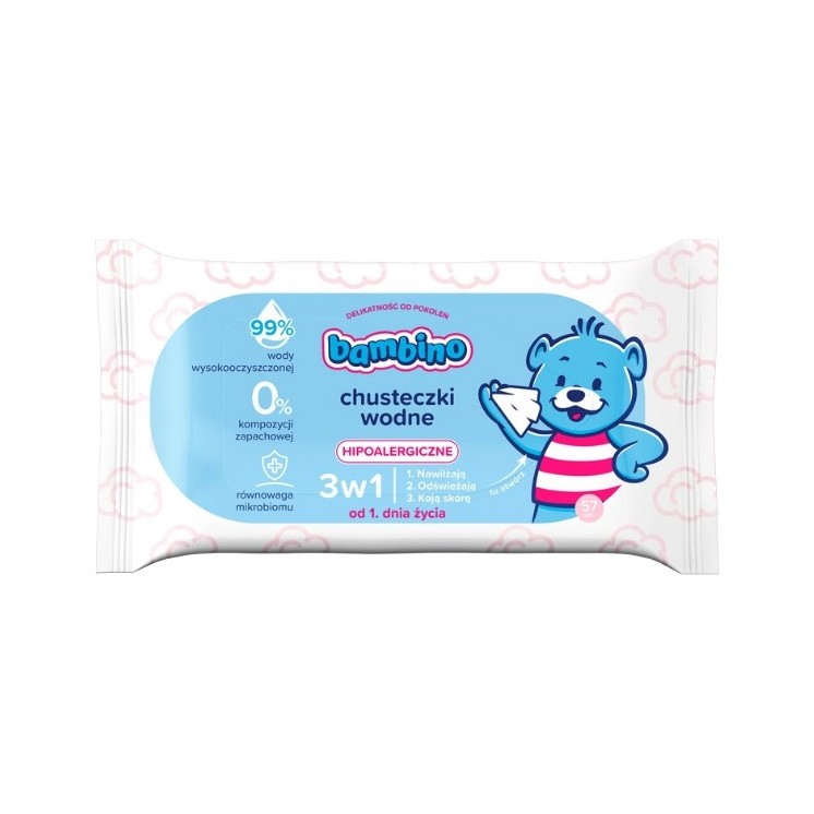 Серветки водяні Nivea Bambino 3в1 57 шт.