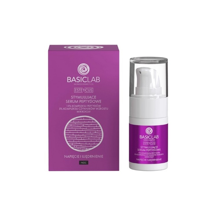 BasicLab Esteticus stimulerend Peptide Serum voor het gezicht 's nachts 15% peptidecomplex 15ml