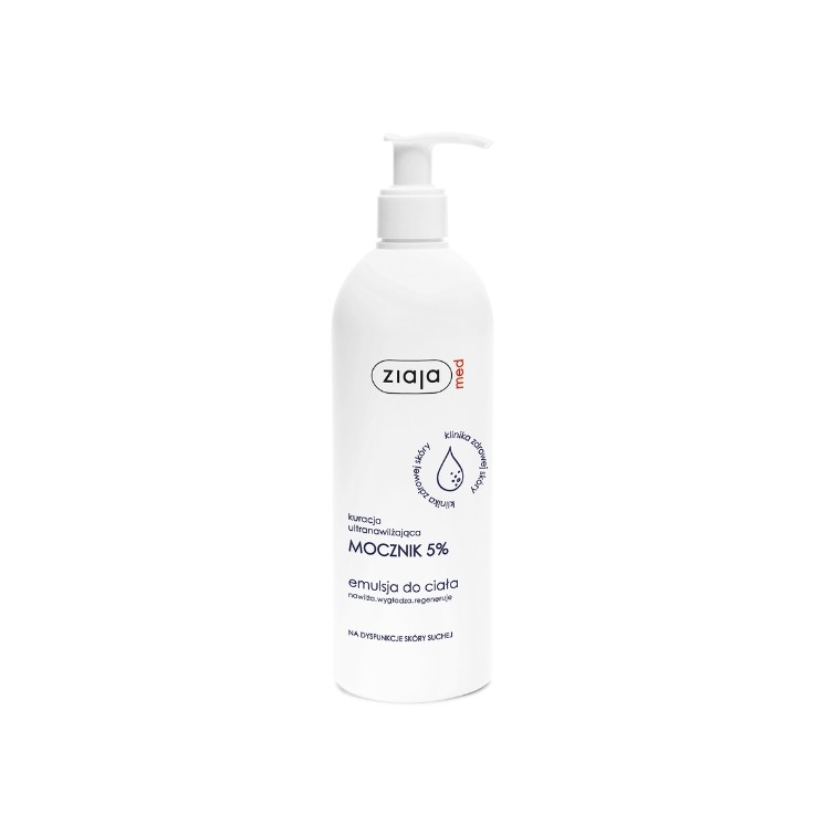 Ziaja Med Soin ultra-hydratant à 5 % d'urée Émulsion corporelle pour les dysfonctionnements de la peau sèche 400 ml