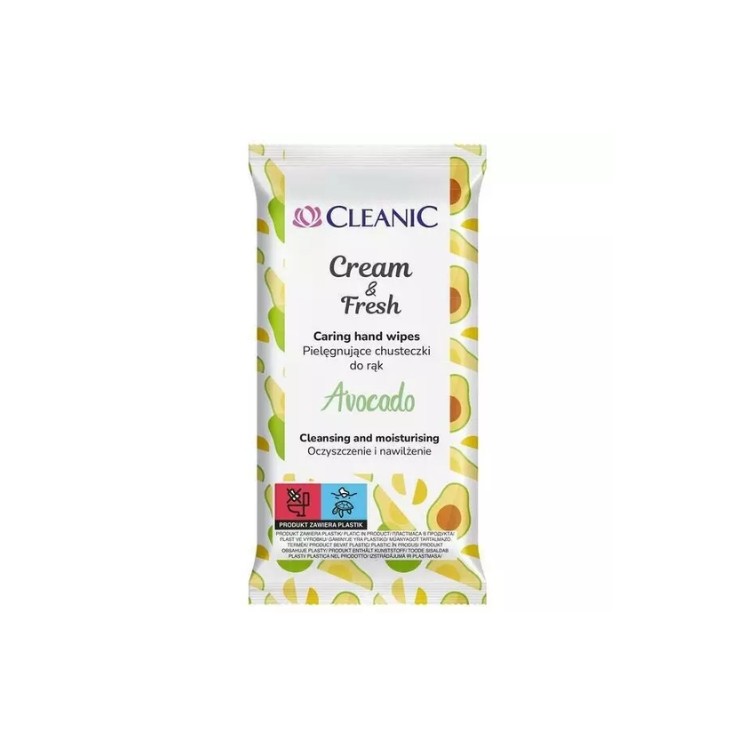Cleanic Cream & Fresh Avocado Hand Wipes 15