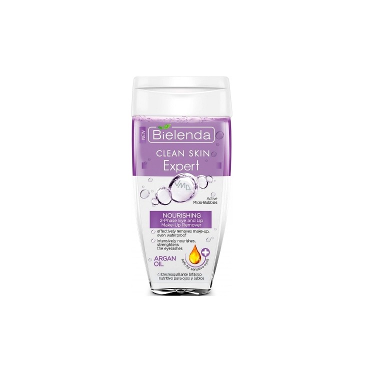 Bielenda Clean Skin Expert Zweiphasiger pflegender Augen-Make-up-Entferner Arganöl 150 ml