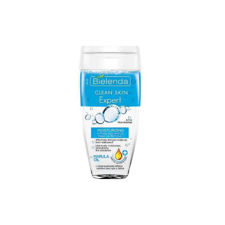 Bielenda Clean Skin Expert Zweiphasiger feuchtigkeitsspendender Augen-Make-up-Entferner Marulaöl 150 ml