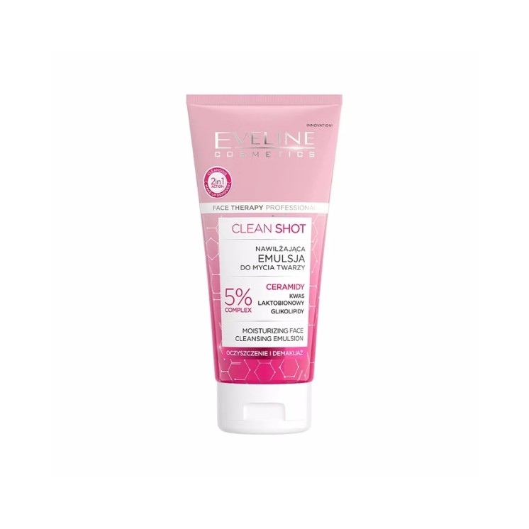 Eveline Clean Shot Feuchtigkeitsspendende Gesichtsreinigungsemulsion 150 ml