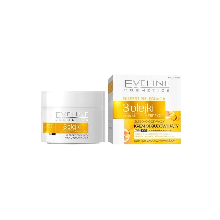 Crème Visage Nourrissante Intense Eveline 3 Huiles + Peptides 50 ml