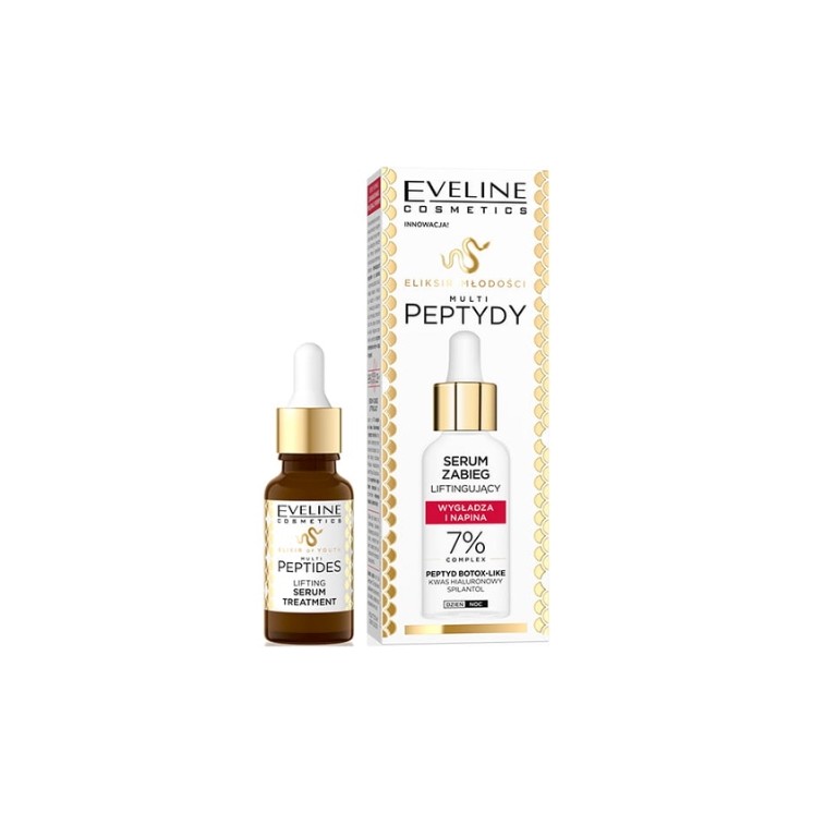 Eveline Elixir de Jeunesse – sérum liftant 18 ml au complexe multipeptides, spilanthol et acide hyaluronique 7% lisse les rides,