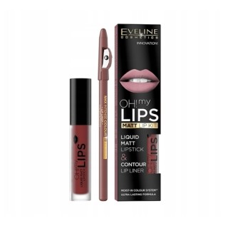 Матова рідка помада Eveline OH My Lips 4.5 5 ml + набір олівців для губ /16/ Надзвичайно Red