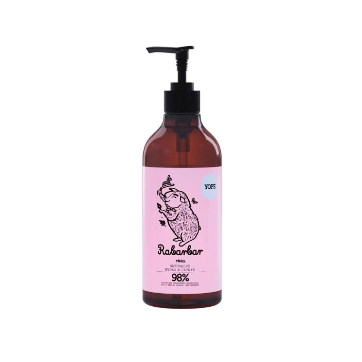 YOPE natürliche flüssige Handseife Rhabarber und Rose 500 ml