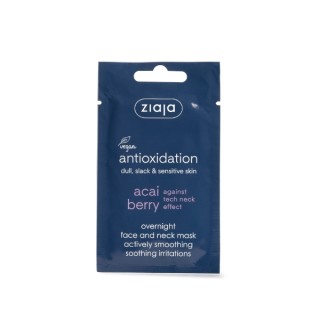 Ziaja Masque de Nuit Visage et Cou aux Baies d'Açaï Lissant Activement, Apaisant les Irritations 7 ml