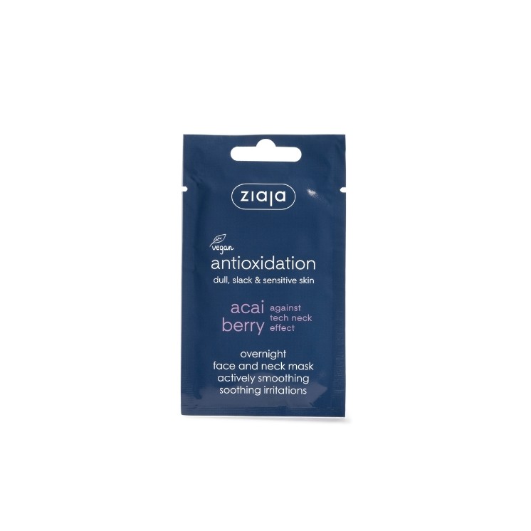 Ziaja Acai Berry Night Face and Neck Mask Actively Smoothing, Soothing Irritations 7 ml
