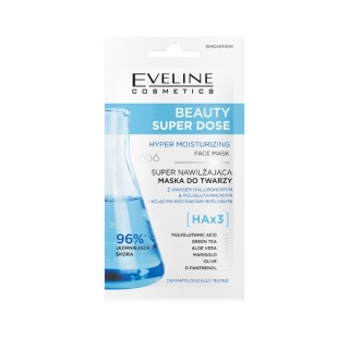 Зволожувальна маска для обличчя Eveline Beauty Super Dose HAx3 8 мл
