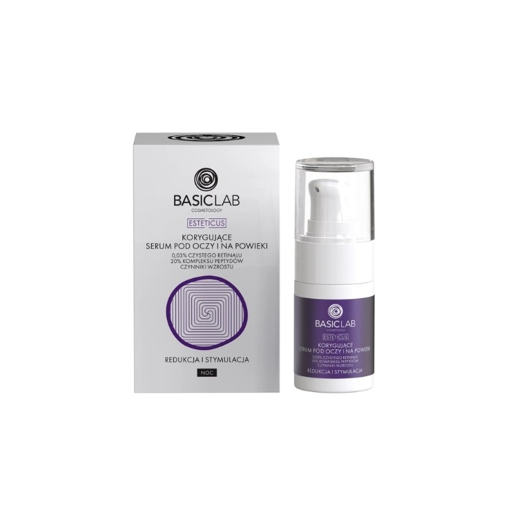 BasicLab Esteticus Corrective Eye and Eyelid Serum with Retinal 0.0 3% for Night 15 ml