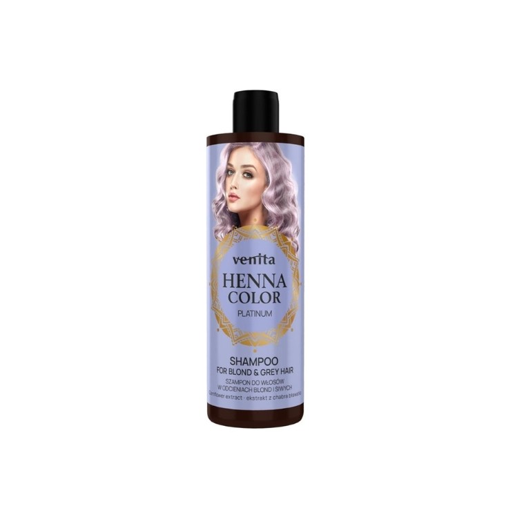 Shampooing Venita Henna Color Platinum pour cheveux blond et gris 300 ml
