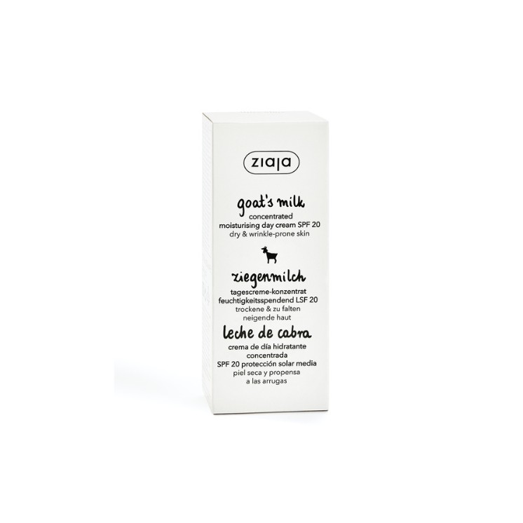 Crème visage photoprotectrice concentrée hydratante au lait de chèvre Ziaja UVB+UVA SPF20 Faible protection 50 ml