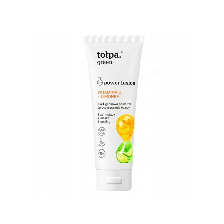 Tołpa Green Power Fusion 3in1 Tonerde-Gesichtsreinigungsgelpaste Vitamin C + Limette 125 ml