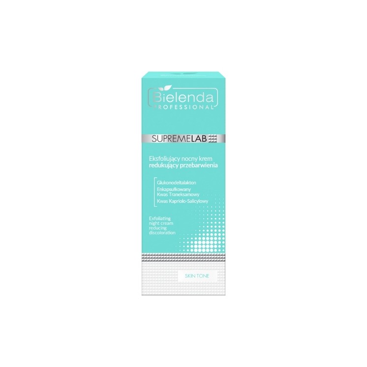 Bielenda Professional SUPREMELAB Skin Tone Crème de Nuit Exfoliante Visage Réduisant la Décoloration 50 ml