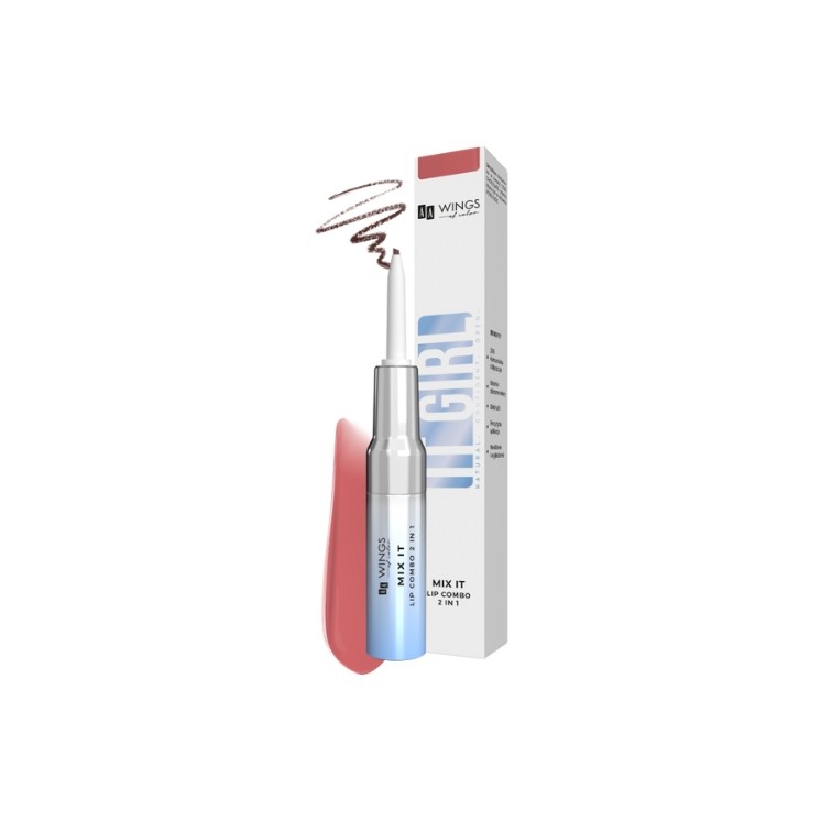 AA Wings of Color It Girl Mix It 2в1 рідкий блиск для губ + підводка для губ /Брудна Rose / 5 г + 2 g