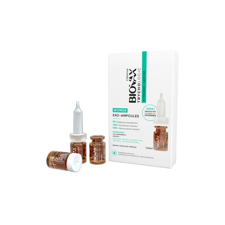 L'biotica BIOVAX Trichologic Exo-Ampullen, Behandlung gegen Haarausfall und Haardichte für Frauen, 7 x 5 ml