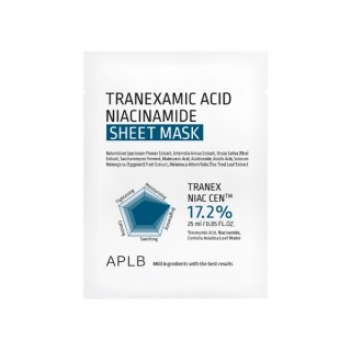 APLB Tranexamic Acid Niacinamide Sheet Mask masque éclaircissant et hydratant pour le visage, 1 pièce de 25 ml