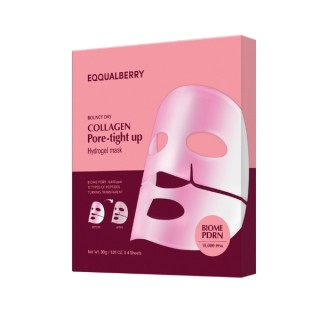 Ensemble de masques hydrogels Collagen Eqqualberry pour resserrer les pores, 4 x 30 g